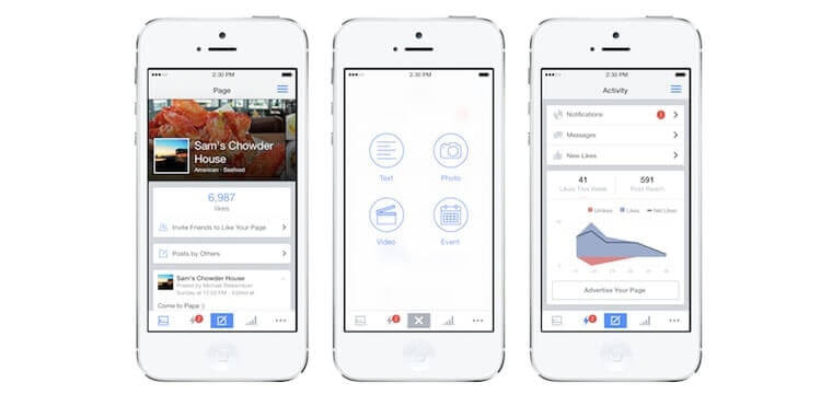 T4W - Web Marketing | Facebook app page manager: ecco la nuova versione per iOS ed Android Facebook app apple e android