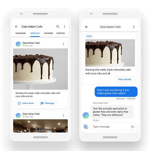 T4W - Web Marketing | Google My Business: il social di Google aggiunge opzioni di contatto diretto con i clienti pulsante sui post di Google My Business